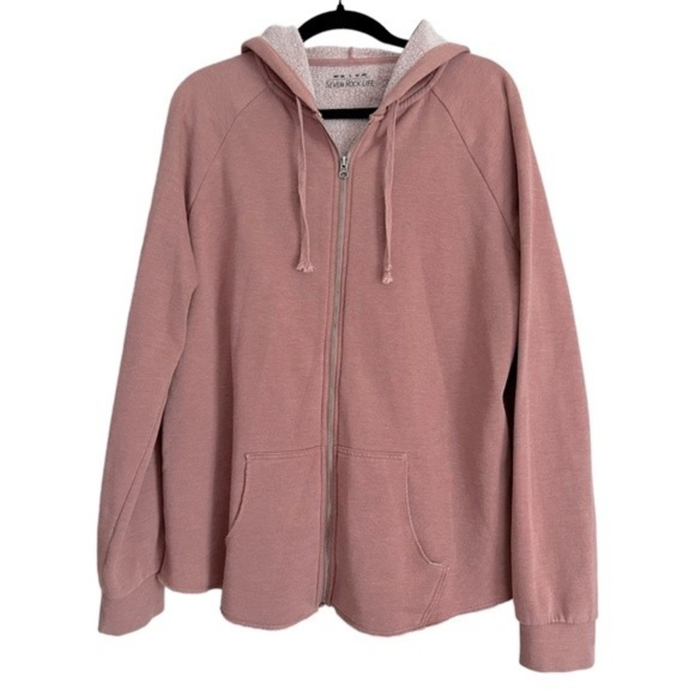 Seven Rock Life Butter Hoodie Zip Up Women’s Size Large L Dusty Rose Soft Hooded